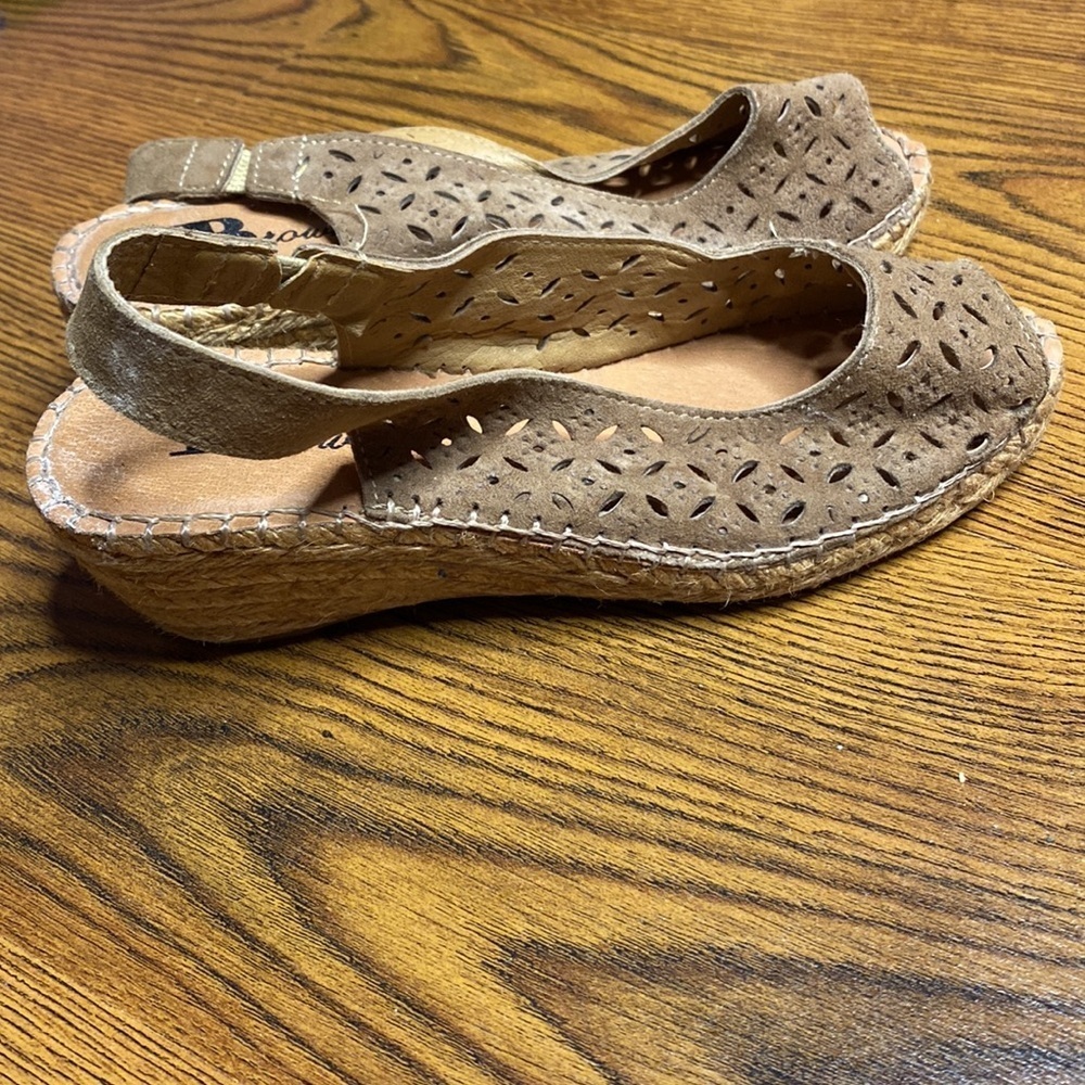 🌹 Browns 🌹 Soft Leather Wedge Espadrille Sandals - Picture 7 of 8